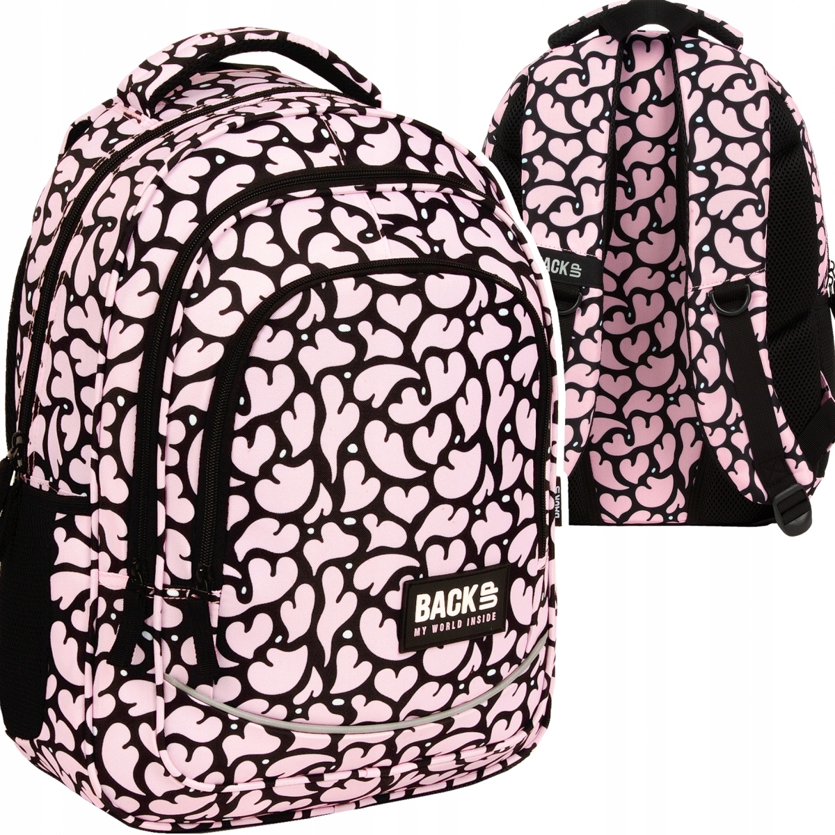 Školský batoh pre mládež BackUP 26 L - Pastelové srdcia, NUDE HEARTS